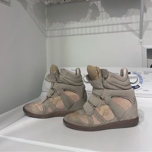 Vintage Isabel marant leather suede sporty velcro wedge sneaker boots